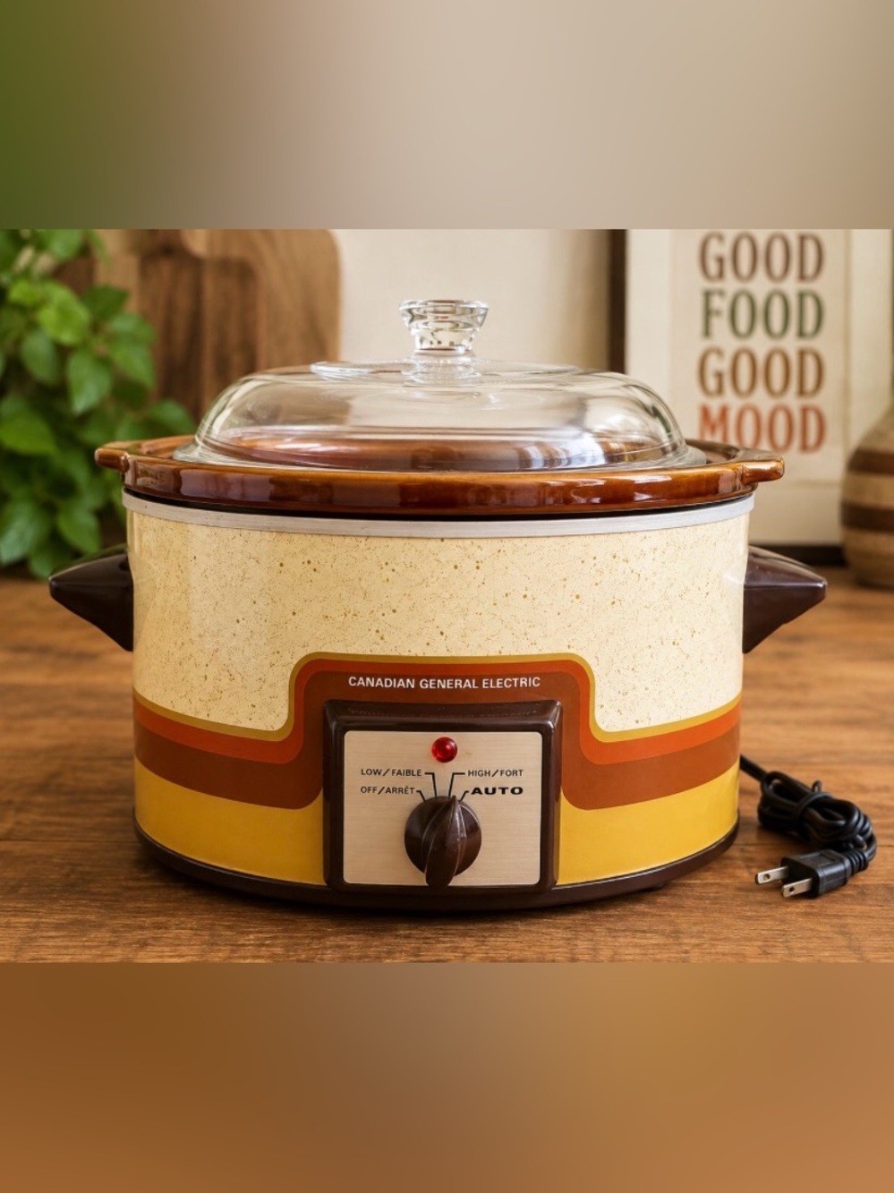 Vintage Retro 1970s Canadian General Electric Slow Cooker Crock Pot FC210A